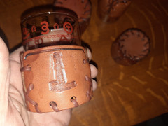 Set of 3 Libbey Bamco Western 2-5/8″ Shot Glasses & 4 Leather Sleeves