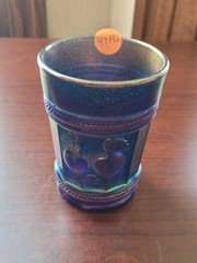 WOW ELECTRIC Blue Northwood Carnival Glass Peach Pattern Tumbler