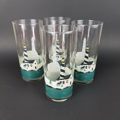Vintage Lighthouse Glass Tumbler HOME FOR THE HOLIDAYS Sakura Warren Kimble Set