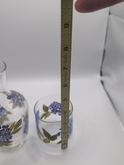 Vintage Hand painted Glass Tumble Up Hydrangea Design 2 Piece