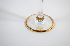 CC ZECCHIN Italian Murano Glass Gold Gilt Champagne Flutes Set Of 2