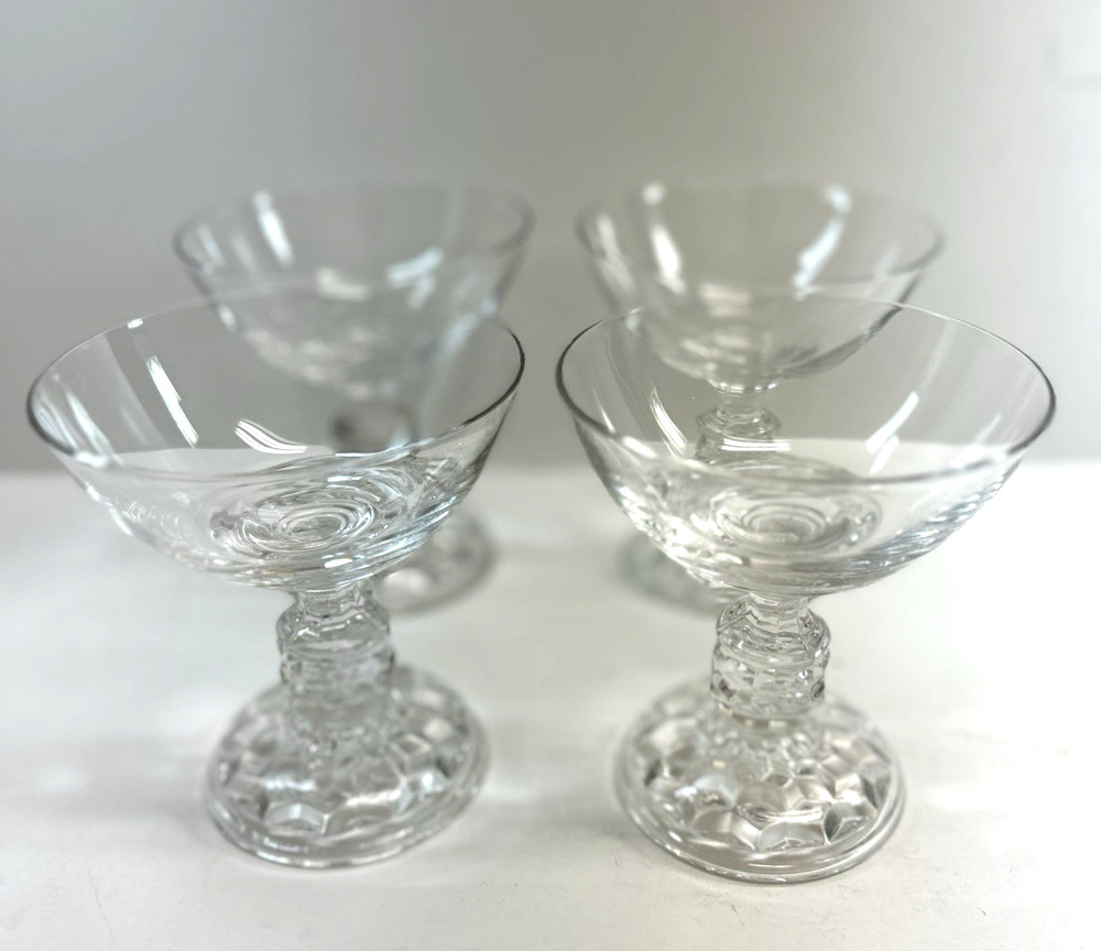 4 Vintage Fostoria «American Lady» Clear Champagne/Sherbet Glasses 4 1/8” Tall