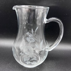 Avon Hummingbird Lead Crystal Set of 2 Water Goblets & 7-7/8″ Pitcher Frosted