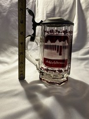 Antique Bohemian Cut Ruby Glass Stein with Prism Lid