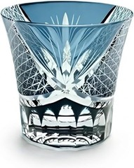 Ink Blue Edo Kiriko Crystal Bohemian Hand Cut Cased Whiskey Glass 220ml/8oz NEW