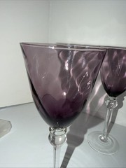 Amethyst Optic Swirl Mouth-blown Wineglass 8.75” Tall Set of 4