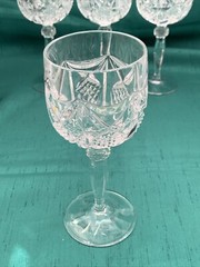 SET(4) VTG Kobe Crystal Diamond Cut 7 oz Wine Goblets W.Germany 6.75″H