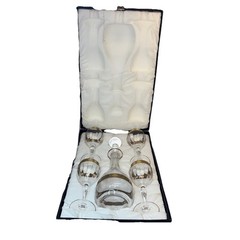 Christallo 24% PbO Vintage Italian Lead Crystal Stemmed Wine Glasses & Decanter