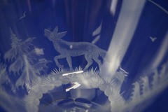 Hunt Safari Animal Scenes-(6) Low Sherbet Champagne Glasses, 3 3/8″ -LOT B (B61)