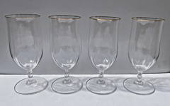 MIKASA Set of 4 Sonata Gold Crystal Iced Tea Water Glasses Discontinued 7 1/4″