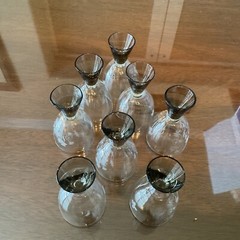 RARE MCM Rosenthal Floral Fortuna Smoke Stem Glasses, Set of 8, 3.5″ Tall