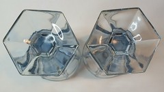 2 x Vintage Fostoria Pastel Pale Blue Wine Glasses Goblets Footed Pedestal