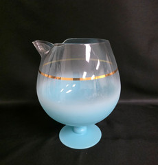 Vtg West Virginia Blendo Aqua Blue Frosted Cocktail Pitcher Footed Snifter MCM
