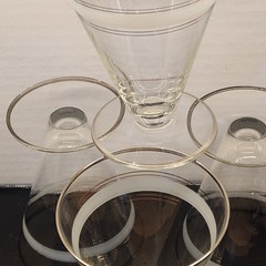 Vintage Silver Rim Frosted Banded Glasses 4.5″ Tall