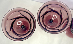 FOSTORIA JAMESTOWN PURPLE 4.25” CHAMPAGNE/SHERBET GLASSES VINTAGE SET/4 PERFECT