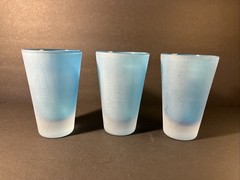 Frosted Sky Blue Heavy Glass Tumblers Hand Made In Poland 5.75 Inches Tall NEW