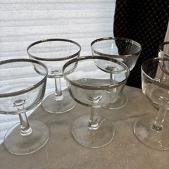 Platinum Rim French Vintage Coupe Glasses Set Of 6-Luminarc FRANCE Amazing Con.