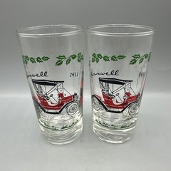 Vintage Libbey Horseless Carriage Highball Glass 5.5″ Maxwell 1911 Car Set/2