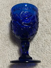 Vintage MADONNA INN Wild Rose Cobalt Blue Glass Goblet 6.2″
