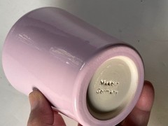 Made in Germany. Unusual color: icy pink 4” ceramic tumbler, pen holder, planter