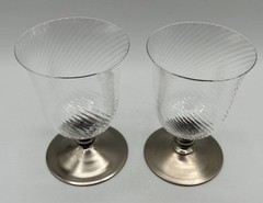 Juliska Crystal «Emerson Pewter» Low Water Goblet or Iced Tea 5 1/2″ Set of 2