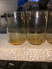 Vintage 70s Libbey Yellow/Amber 3.75” Glasses Set of 4 Retro Juice MCM Mid Centu