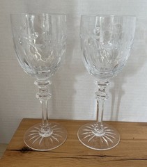 Set 2 Miller Rogaska Country Garden Water Goblets Cut Glass Crystal Clear 8 3/4”