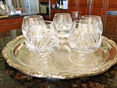 Set of 5 – Brandy Snifters Cherrywood Clear by Gorham Crystal 3 3/4″ T x 2″ Rim