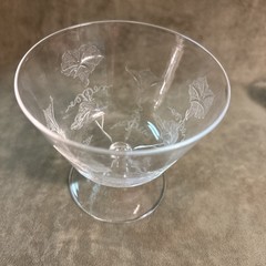 Dorflinger No 700 Morning Glory Etch Low Sherbet Stem Circa 1910 Crystal glass