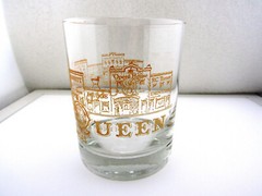 Border Queen Caldwell KS Cattle Town Red Light Saloon Old Fashioned Glass Vtg