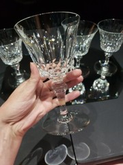 set (4) Water Goblet Glasses 6-3/8″ Signed Baccarat «Piccadilly» cut crystal
