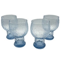Littala Kekkerit by Timo Sarpaneva Blue Goblets Glasses Finland Set of 4 L2