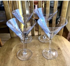 Crate and Barrel Viv Rona Slovakia Crystal Martin in Glasses Set Of 4