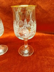 Vintage Libbey Winter White Frosted Pine Trees Wine Goblets Glasses – Set of 2