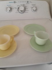 Vintage Hazel Atlas Little Hostess Child’s Tea Set (6) Pastel Moderntone Pattern