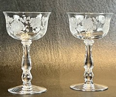 2 Fostoria Willowmere 4 Oz. Liquor Cocktails Cellini Blank Roses Etched Elegant
