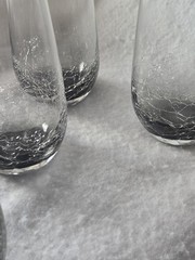 Pier 1 Crackle Highball Tumbler Glasses Smoke Gray 5 7/8″ Discontinued Set of 4