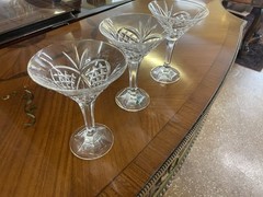 Set Of 3 Shannon Cut Crystal Designs Of Ireland Margarita Wine Glasses