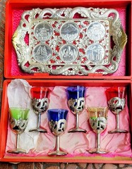 Vintage Nikko DRAGON Cordial Saki Set 6 Glasses with Tray & Case Japan