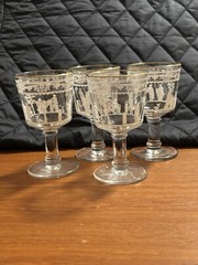 Jeannette Hellenic Greek GoldCordial 4 1/8″ Neo-Classical Stem Glasses, Set Of 4