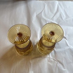 Vintage Yellow Amber Bartlett Collins St Genevieve Goblets Two