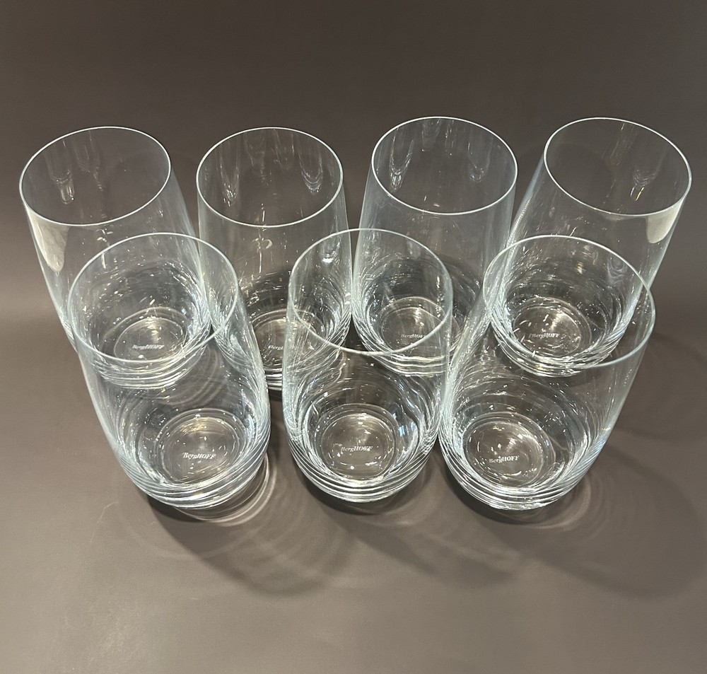 BergHOFF Crystal Vintage Highball Tumblers Set of 7 / 5.75″ Barrel Glass