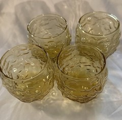 4 Anchor Hocking Lido Milano Honey Gold Amber Roly Poly Vintage Tumblers