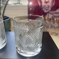 One (1) Ralph Lauren Safari Argyle Lion Crest Double Old Fashion Whiskey Glass