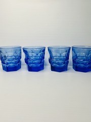 4 Fostoria Cobalt Blue Rock Glasses Juice Tumblers HFM Ford Museum Vintage