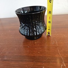 Vintage Black Glass Drinking Glasses Textured Rocks Glass Lowball