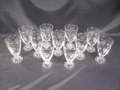 Standard Glass Boobie Water Glass Cut to Gray Grape Design Set of 11