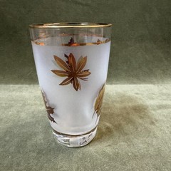 Set Of 8 Vintage G.Reeves Golden Foliage Frosted Leaf Flat Cooler Glasses 14 Oz
