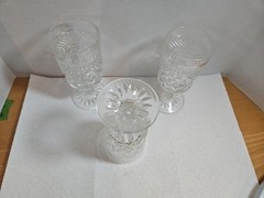3 Vintage Anchor Hocking Wexford Water Or Wine Goblets Pressed Glass 6 3/4″ T.