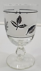 *MM) Set of 4 Libbey Glass Company Silver Foliage Leaves Stem Water Goblets 3003